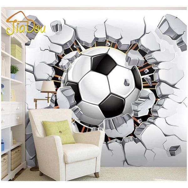 

wholesale- 3d soccer wallpaper sport background mural living room sofa bedroom football tv backdrop custom any size wall mural