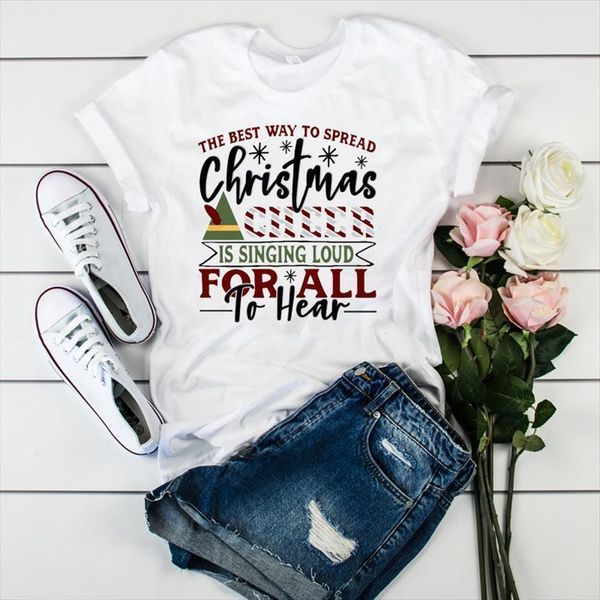 

women lady t shirt gril love merry christmas printed tshirt ladies tee shirt women female clothes graphic t-shirt, White