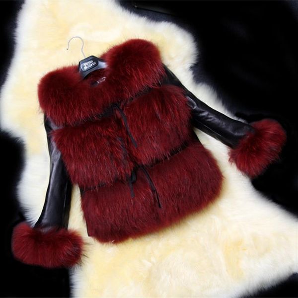 

new winter women fur coats thicken faux leather fur female slim coat lining leather jacket aviator jacket plus size casual, Black