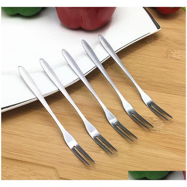 

stainless steel fruit fork dessert mooncake cake snack knife fork two-toothed fruit fork fruit stick jxw272