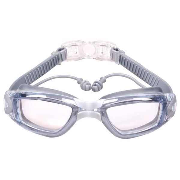 

2021 professional anti-fog uv protection plating adjustable earplugs swimming goggles men women waterproof silicone glasses glasses