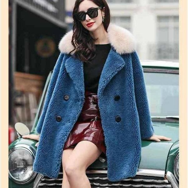 

leather fur coat women winter fluffy overcoat warm jacket1, Black