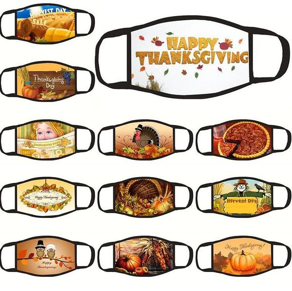 

thanksgiving black mask adults face masks turkey pumpkin men women sublimation personalized printing washable mask 28 colors e110304