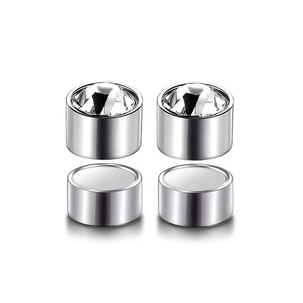 

2pcs/lot steel rhinestone crystal no pierced magnet ear stud magnetic earrings fake cheater ear plugs nose lip rings 6mm q bbyluu, Silver