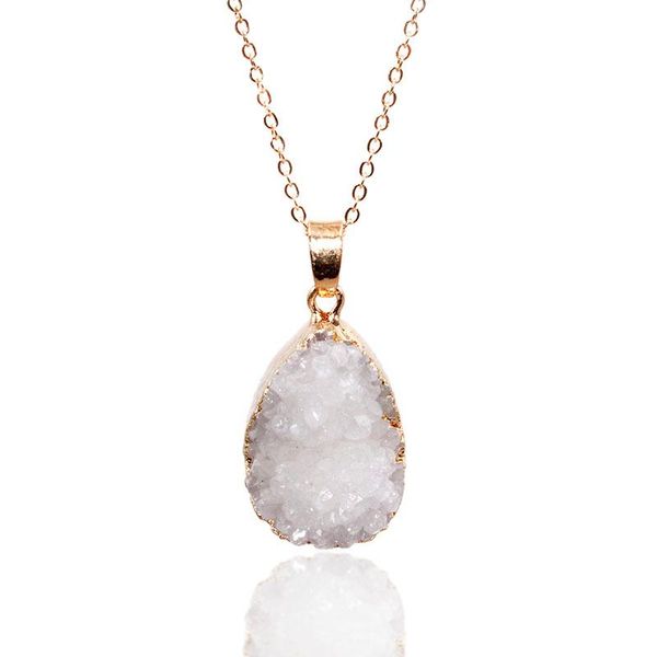 

white quartz raw stone chakra pendant necklace healing crystal for women, Silver