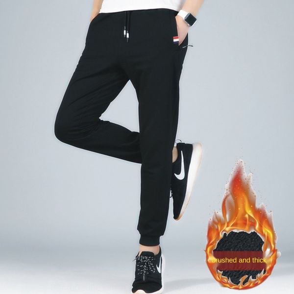 

winter plus plush men's warm casual youth fashion leggings warm sports tight sports pants plush men's pants owlui, Blue