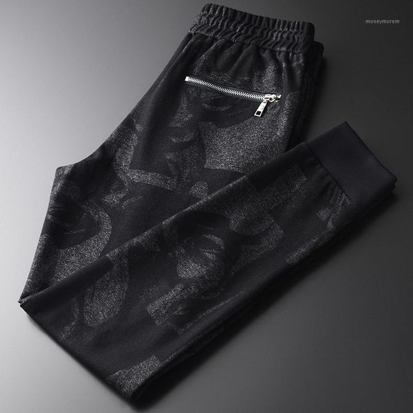 

men's pants minglu mens luxury velvet yarn dyed elastic waist casual sport man fashion zipper pocket slim fit trousers 4xl1, Black