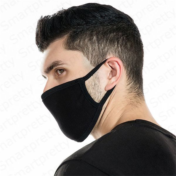 

2020 cotton face mask three layer reusable masks white black plain fashion facemask winter cycling ski mask mouth cover e32607