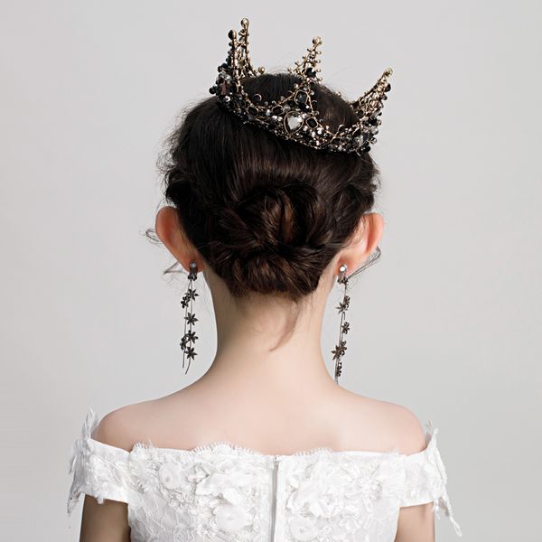 

kversion black round of headdress princess korean cute children's crown show hairwear m, Silver