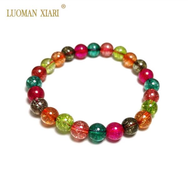 

beaded, strands wholesale tourmaline color brown crystal bracelet round stone beads for women girls 6mm 8mm 10mm about 18.5cm, Black