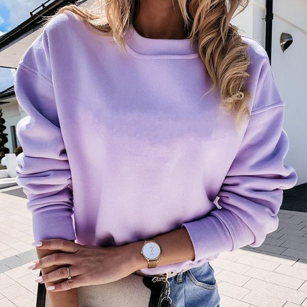 

womens solid o neck thin sweatshirts patchwork pullover long sleeve female clothes 2020 autumn streetwear ladies sweatshirt, Black