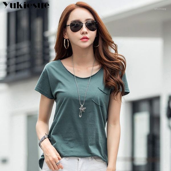 

slim short sleeve women's shirts 2020 summer female t-shirt blue green white casual t shirt ladies soft cotton tee shirt1