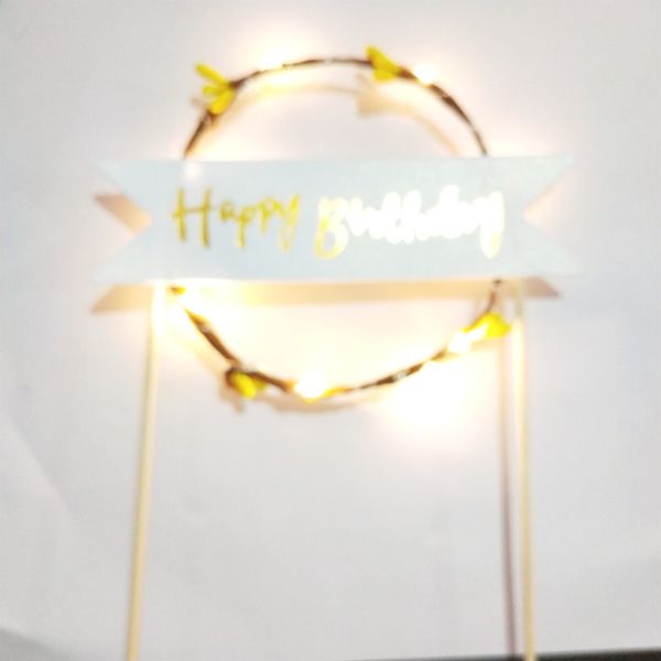 

tv9rl upgraded new card glowing luminous led luminous rattan rattan happy wreath cake cake decorative flag plug-in l3reo