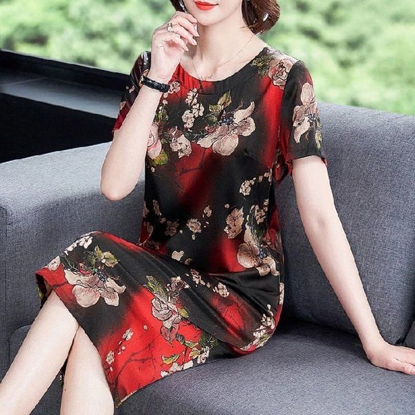 

foreign style short skirt flower dress 2020 summer women's new style korean fashion temperament large short sleeve skirt fashion ignom, Black;gray