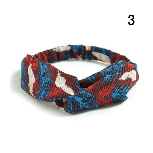 

retro women feather printed headband boho cross knotted elastic hairband female fashion hair accessories stretch floral headwear q jllcfm