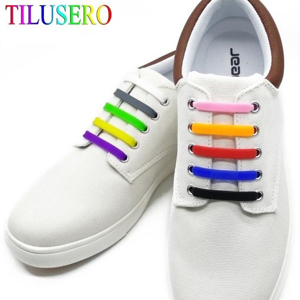 

12pcs lot running no tie shoelaces fashion women men athletic elastic silicone shoe lace all sneakers fit strap bbyqmy bdesports, White;pink