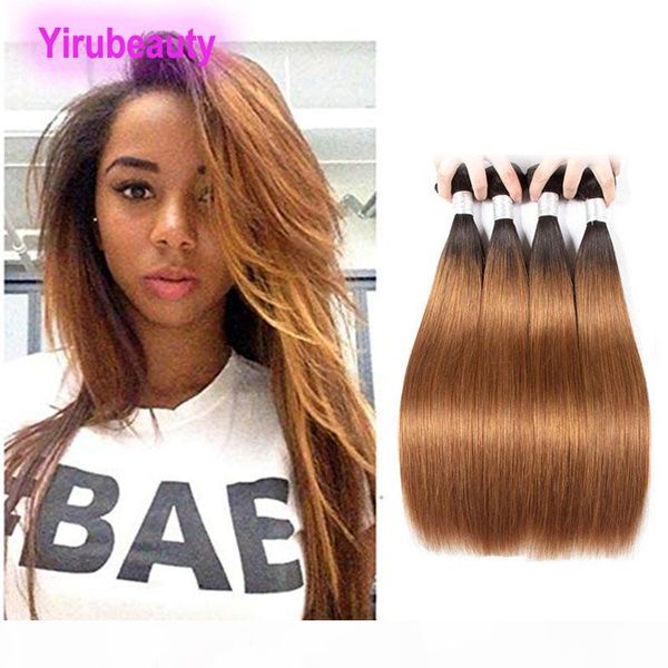 

malaysian human hair extensions 1b 30 ombre color silky straight 10-28inch 1b 30 straight double wefts 4 pieces, Black