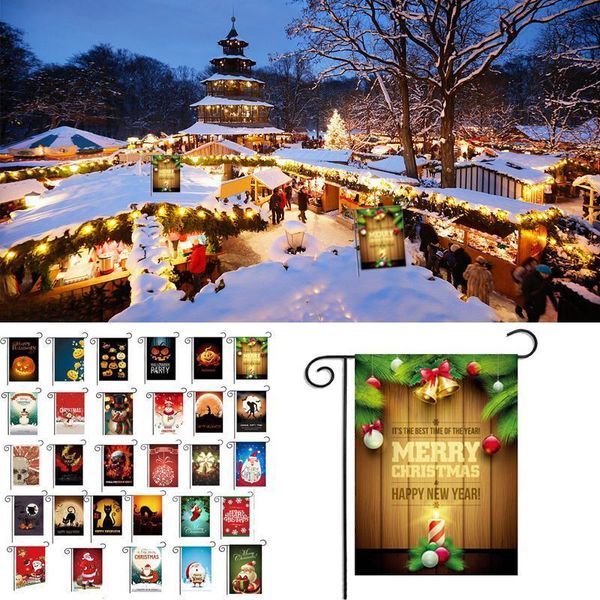 

christmas halloween welcome thanksgiving garden banner 30x45cm santa claus indoor outdoor home decor hanging flag