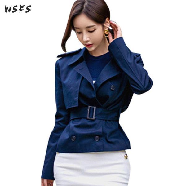 

women's trench coats spring autumn womens long sleeve khaki blue windbreaker coat casual loose clothes pockets belt outerwear overcoat, Tan;black