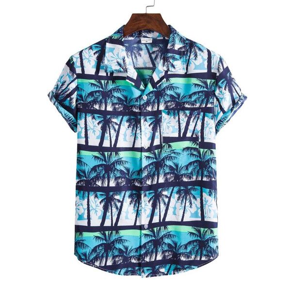 

men's casual shirts 2021 men short sleeve printed ethnic blouse hawaiian shirt male summer plus size, White;black