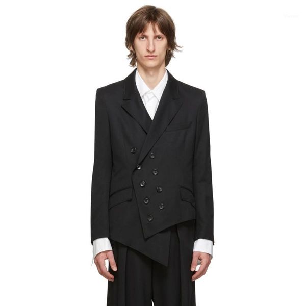 

big yards men's clothing 2020 new fashion man loose suit spring and autumn asymmetrical personality jacket jacket casual suit1, Tan;black