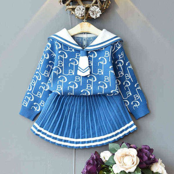 2 шт. Wniter Girls одежда набор весенний спроектирован длинные рукава детская принцесса топ и юбка день рождения школа форменная одежда 1-8 ys g220310