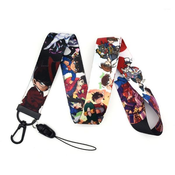 

detective conan lanyard watercolor printing case closed lanyards phone case lanyard for keys edogawa konan keychain a2501, Silver