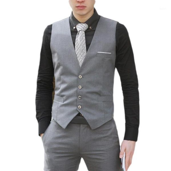 

business men 4 buttons v-neck sleeveless waistcoat working wedding vest1, Black;white
