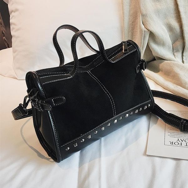 

matte totes rivet handbag women scrub shoulder bag fashion 2020 patchwork crossbody bags new zipper high capacity solid handbags