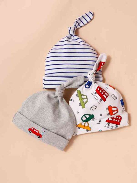

3pcs baby cartoon graphic hat she, Yellow