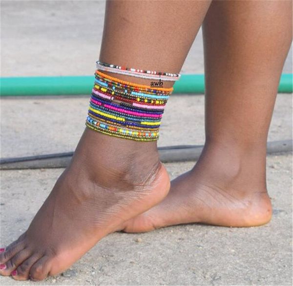 

crystal beads anklets bracelets women handmade beach anklet stretch bangle ankle wrist bracelet barefoot sandals foot jewelry ly10191, Red;brown