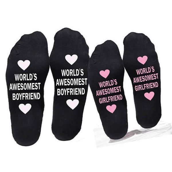 

socks & hosiery men women cotton print letter funny for boyfriend/girlfriend valentine's day gift, Black;white