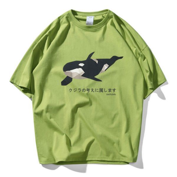 

2021 new cartoon t'summer casual male animal cotton t shirt funny fish japanese couple 5xl ggb0, White;black