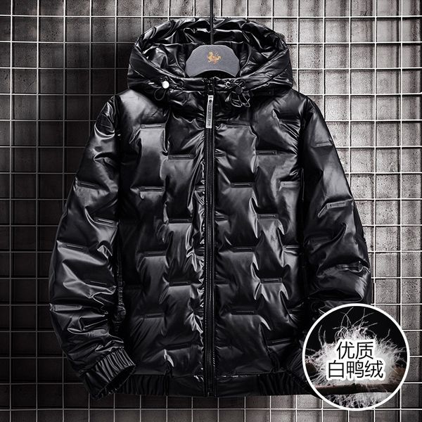 

fashion light face winter hooded down men's leisure white youth cotton jaet, Black