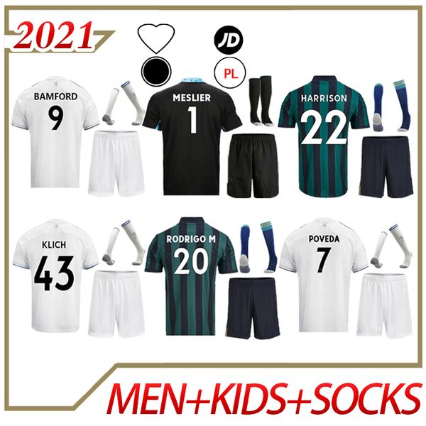 

men + kids kit socks 20 21 new soccer jersey 2021 raphinha roberts rodrigo koch costa alioski phillips bamford llorente r football shirt, Black;yellow