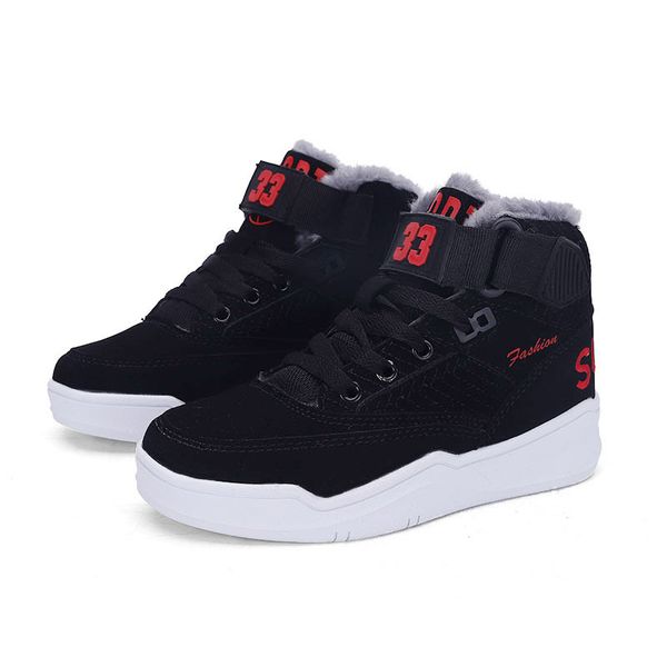 

for winter sneakers boys kids children girls casual shoes plush lining warm leather fashion tenis infantil 2020, Black
