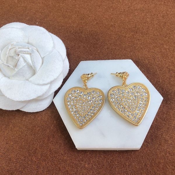 

2021 new designer jewelry fanjia's new heart-shaped white diamond earrings in, Golden