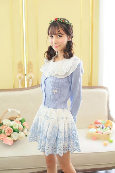 

women's jackets princess sweet lolita coat uncle flowerhe brief paragraph cardigan sweater lovely bow net yarn knitting uf92, Black;brown