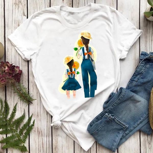 

women t-shirts love girl flower cute sweet mom mother mama cartoon lady tshirt female ladies print graphic tee t-shirt, White