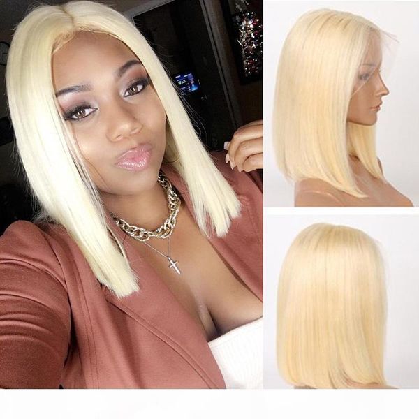 

blonde bob wig human hair silky straight glueless lace front wigs 613 virgin peruvian full lace human hair wig blonde pre plucked, Black;brown