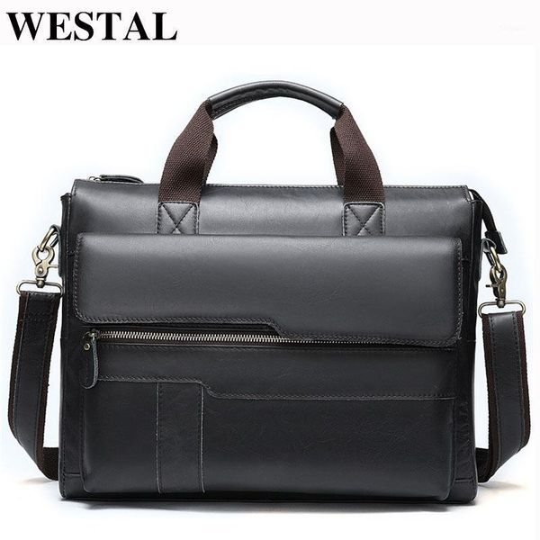 

westal men briefcases men's bag genuine leather office bag for men lapleather briefcase handbags lawyer/work bags 81651