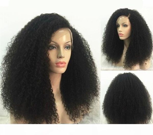 

150 density kinky curly full lace wig 7a brazilian full lace human hair wigs for black women glueless afro curly lace front wigs, Black;brown