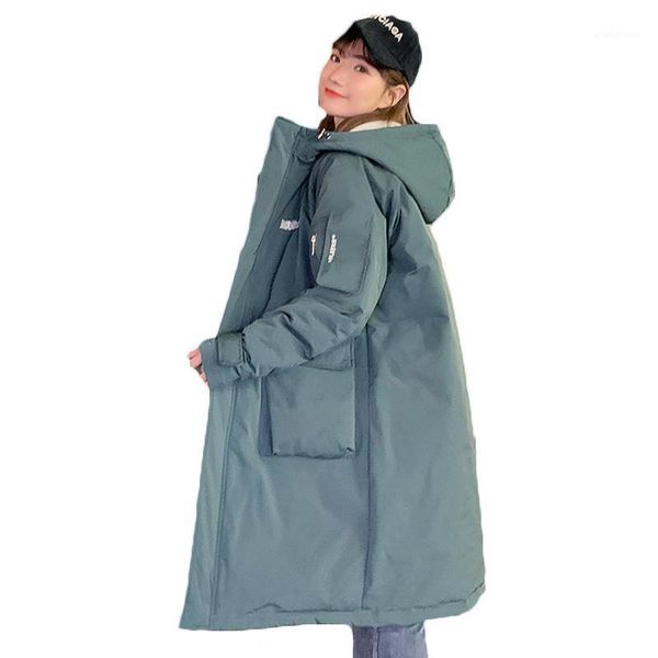 

women's winter jackets 2020 winter coat for women hooded korean thick solid plus size big pocket loose long parkas female m8271, Black