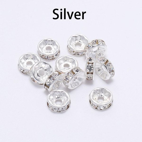 

50pcs / серия 4 6 8 10 мм золото rhinestone rondelles кристаллический шарик сыпучие шариков прокладки для diy изготовление ювелирных изделий