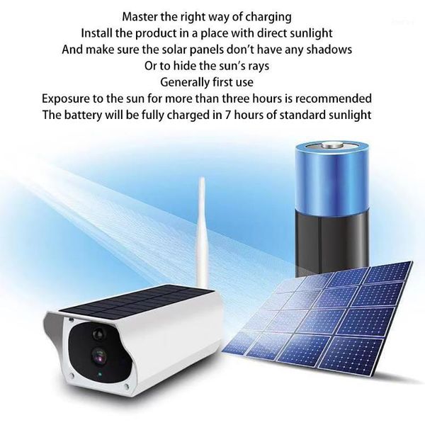 

solar camera 1080p wifi ip camera outdoor waterproof surveillance with pir motion detection alarm night vision1