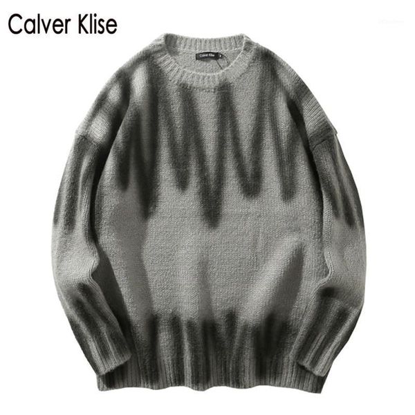 

calver klise sweaters knitted wind stripes pattern pullover jumpers hip hop streetwear casual knitwear harajuku men fashion 1, White;black