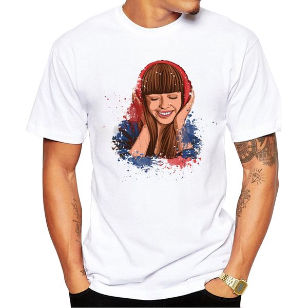 

2018 custom short sleeve fashion listening music design smiling girl printed shrits hipster basic sport sweatshirt hoodie t shirt
