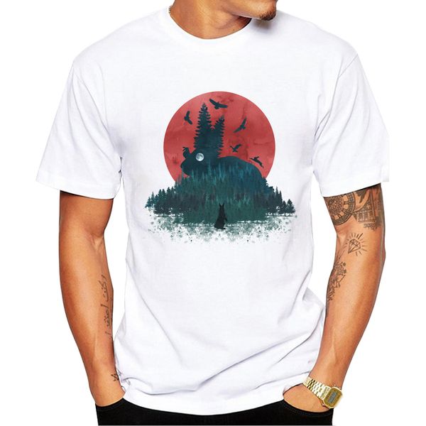 

teehub funny landscape bunny printed hipster vintage rabbit short sleeve fashion sport hooded sweatshirt hoodie t shirt