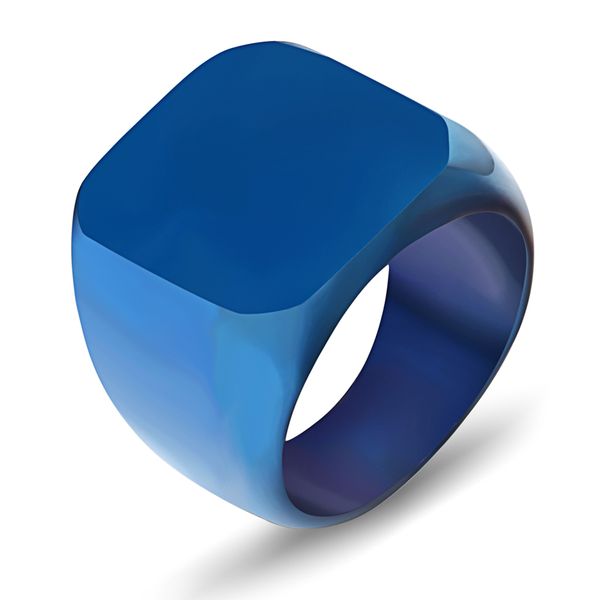 

hip hop men's rings, auniquestyle new fashion square big width signet titanium steel finger ring men jewelry, Silver
