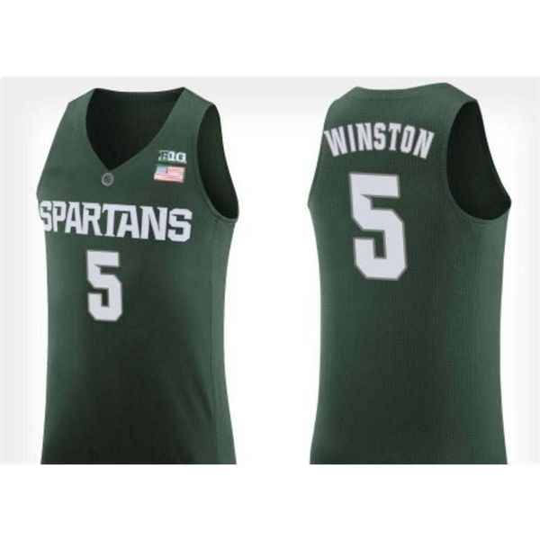 

vintage custom men michigan state spartans #5 cassius winston college basketball jersey size s-4xl or custom any name or number jersey, Black
